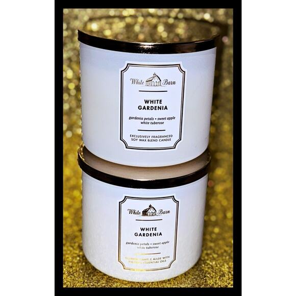 Lot of 2 Bath & Body Works White Barn White Gardenia Large 3-Wick Candle 14.5oz - Picture 2 of 4